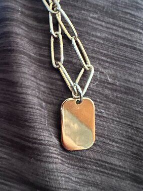 gold tone dog tag charm necklace